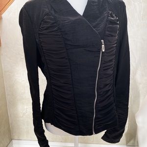 Bebe PH8 Black Ruched Zip Up Jacket